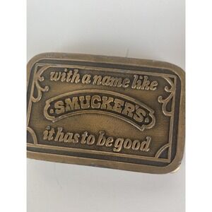 Vintage With a name like SMUCKERS it has to be good SOLID BRASS Belt Buckle